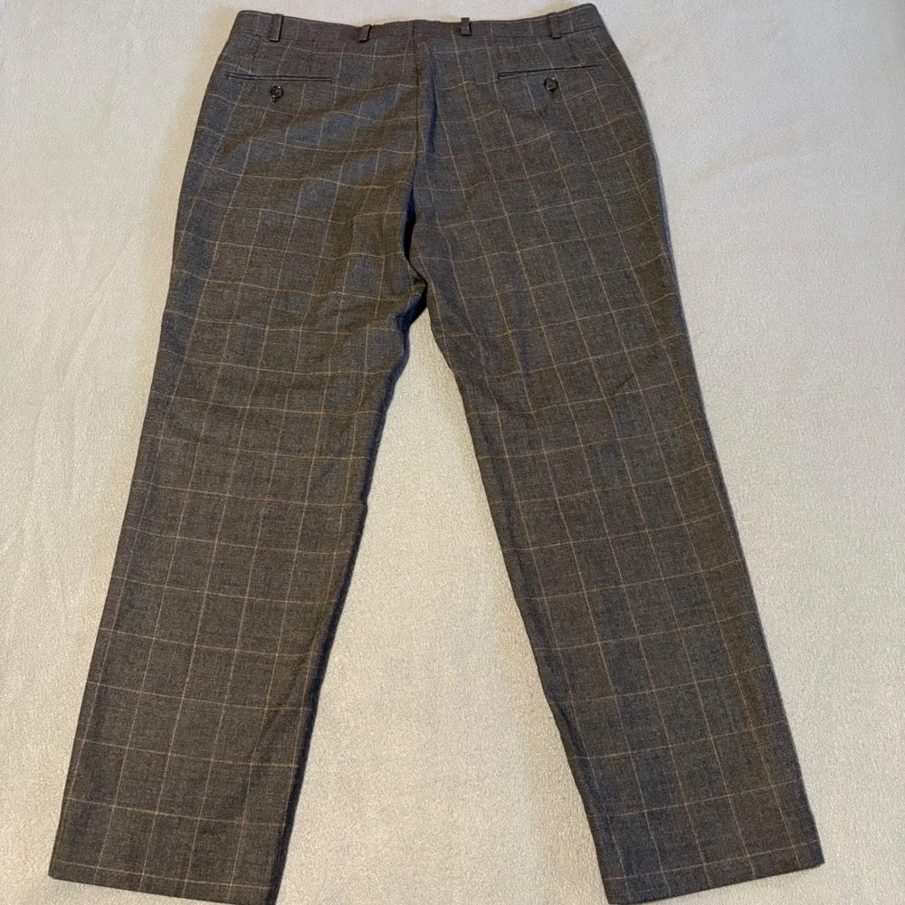 Ralph‎ Lauren Dress Pants Mens 36Wx30L Gray Windowpane Wool Trousers Canada Made